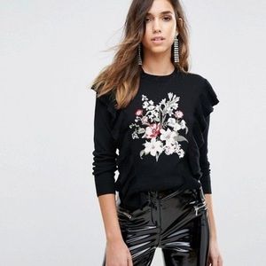 Asos Miss Selfridge Embellished Frill Sweater